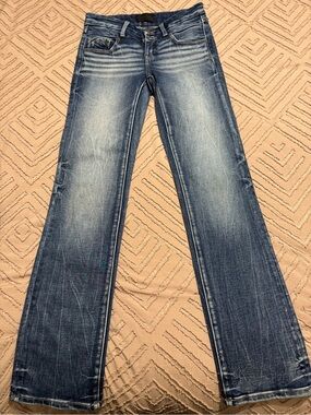 Women’s  Blue Washed Straight-Leg Jeans